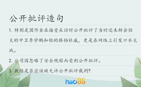 公開批評(píng)造句