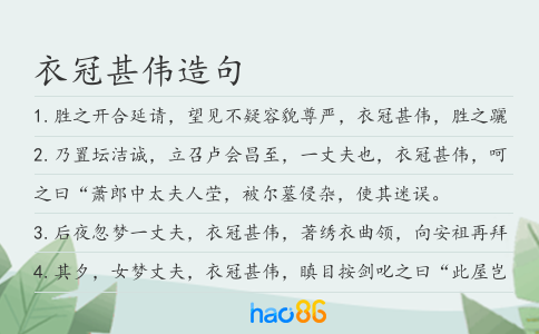 衣冠甚偉造句