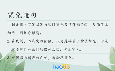 寬免造句