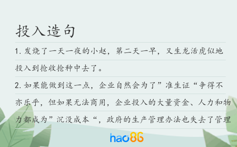 投入造句