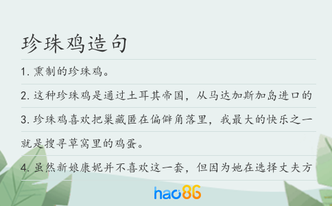 珍珠雞造句