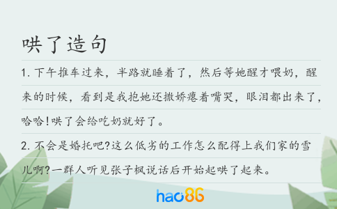 哄了造句