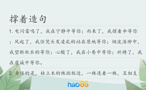 撐著造句