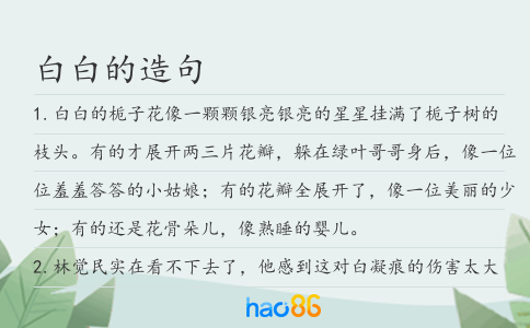 白白的造句