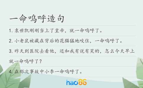 一命嗚呼造句