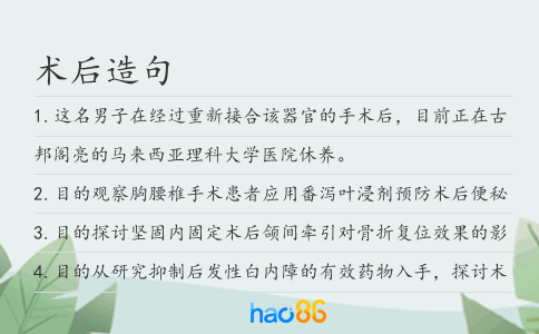 術后造句