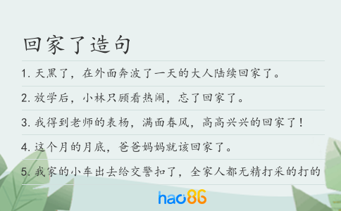 回家了造句
