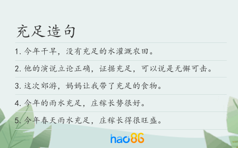 充足造句