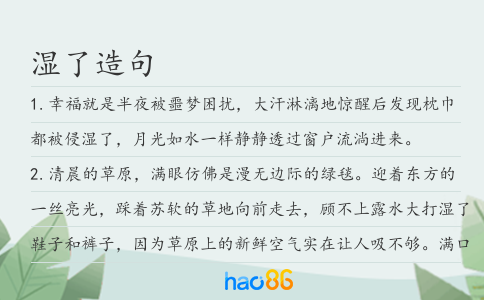 濕了造句