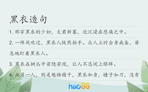 黑衣造句