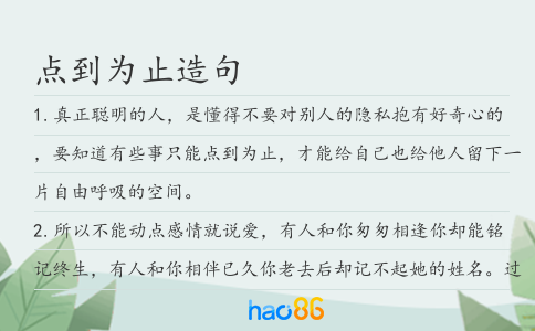 點(diǎn)到為止造句