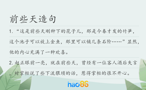 前些天造句