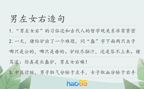 男左女右造句