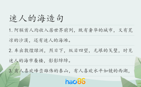 迷人的海造句