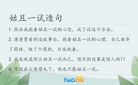 姑且一試造句