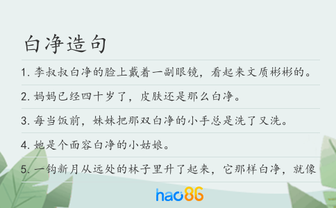 白凈造句