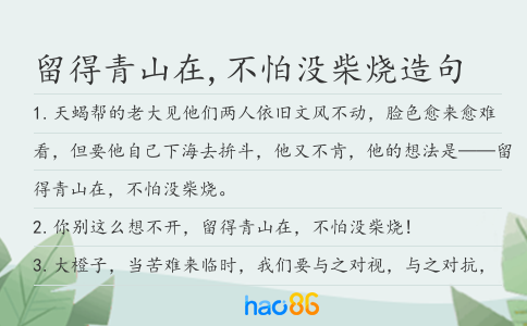 留得青山在,不怕沒柴燒造句