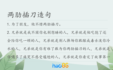 兩肋插刀造句