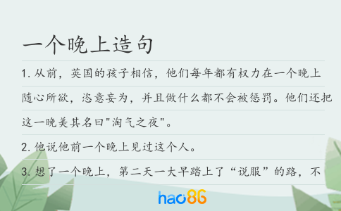 一個(gè)晚上造句