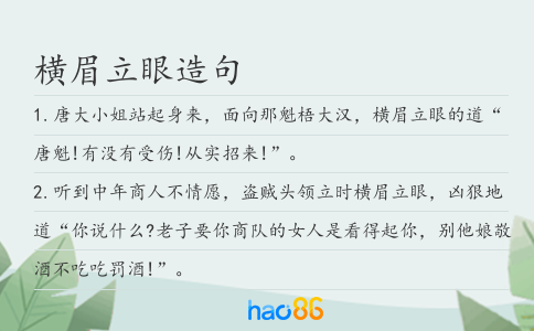 橫眉立眼造句