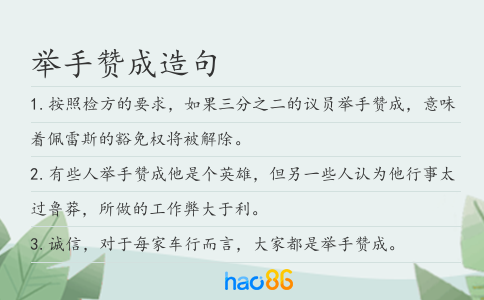 舉手贊成造句