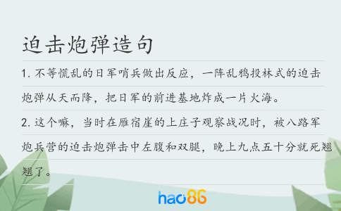 迫擊炮彈造句