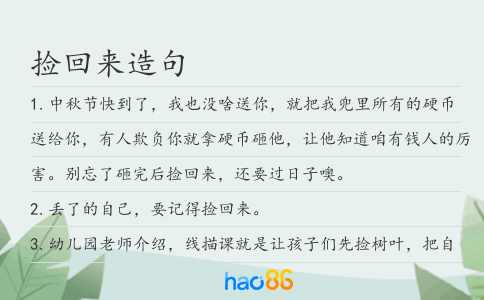 撿回來造句