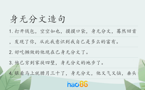 身無分文造句