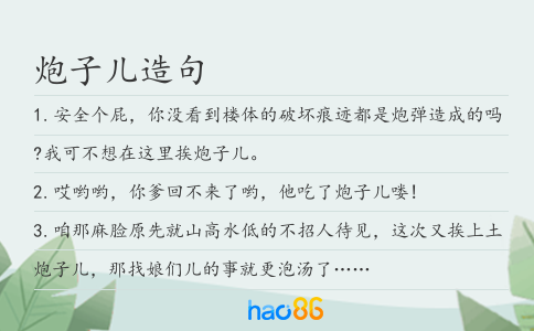 炮子兒造句