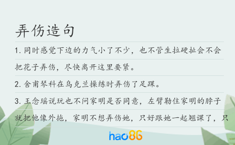 弄傷造句