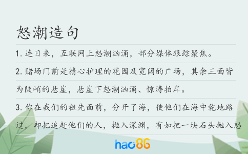 怒潮造句