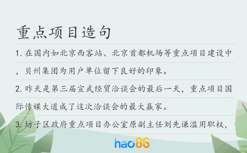 重點項目造句